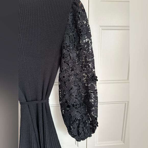 French Connection Loa Joss Sequined Lace Sleeve Knit Dress Size S - Picture 9 of 11